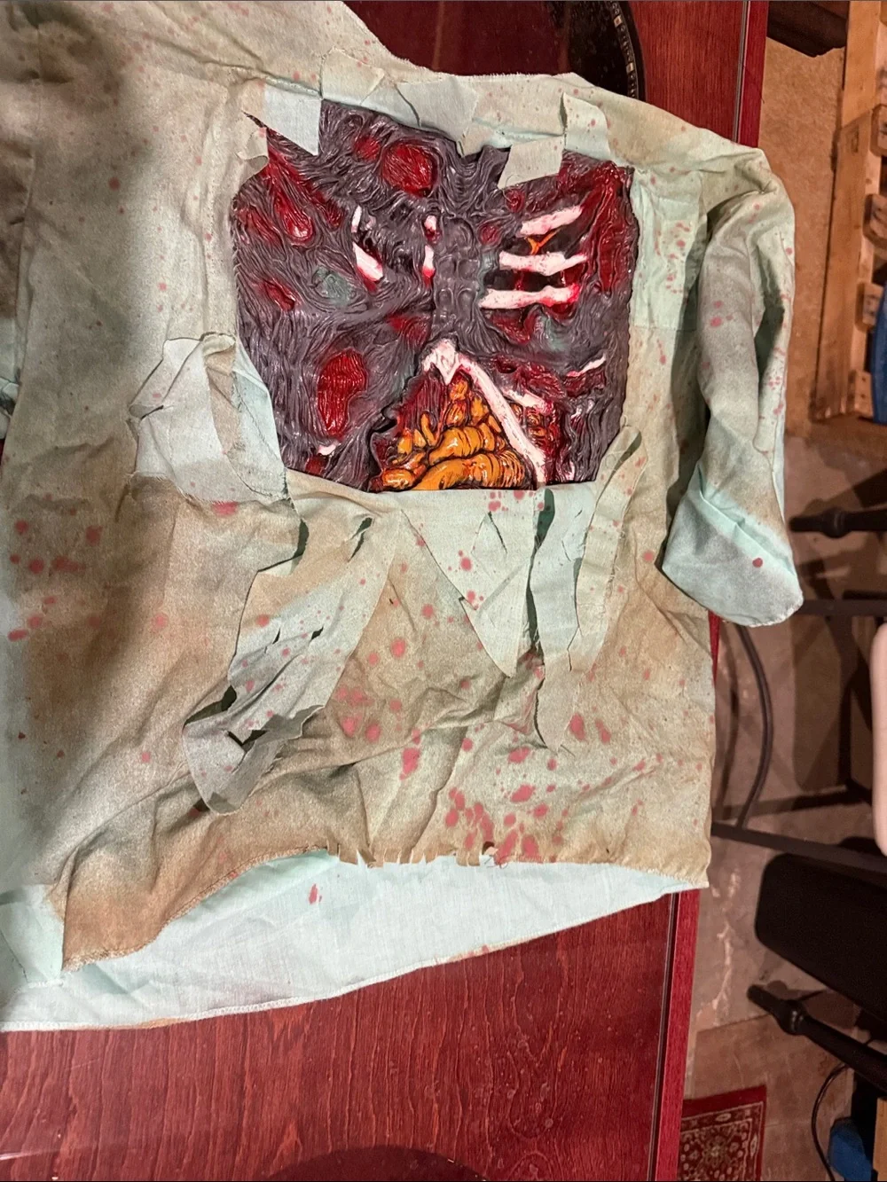 Kids Zombie Surgeon Costume in Green with Blood Effects